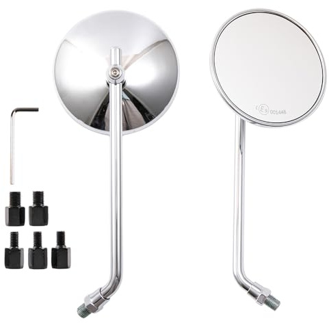Motorcycle Side Mirror Round Universal Rearview Mirror fit for Motorbike Scooter ATV UTV E-Bike (Silver, 3.86'' mirror)