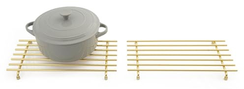 simplywire - Trivet – Pack of 2 - Large - Rectangular - Light Gold