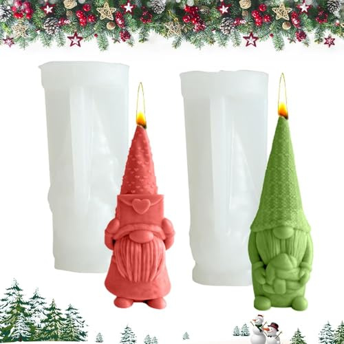Casenly Silikonform Weihnachten Wichtel, 2 Stück Silikonformen Gießformen Silikonform Wichtel Gießform Wichtel Kerzen Formen Silikon weihnachten für DIY Kerzen Gießform Weihnachtsdeko