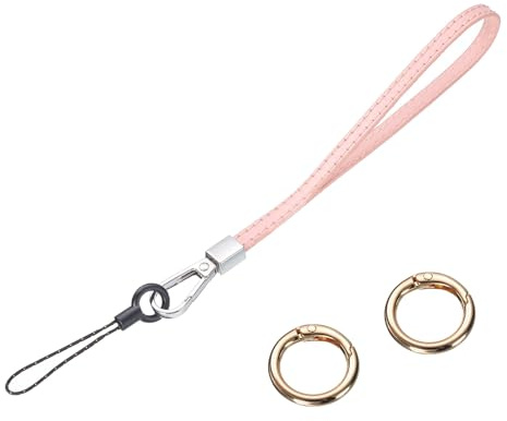 sourcing map Smooth Leather Wristlet Strap, Prevent Drop Wrist Lanyard Straps for Clutch Cellphone Keychain Wallet Purse (Pink)
