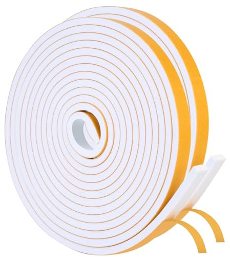 Dichtungsband Selbstklebend Türdichtung für Türen Fenster, 10mm(B) x6mm(D)/6m(L) Schaumstoffband Gummidichtung für Kollision Siegel Schalldämmung Weiß