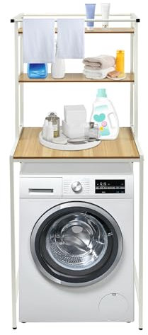 panfudongk Armadio Lavatrice Lavatrice Mensola Lavatrice Mensola Mensola per Bagno Organizzatore con 3 Piani Piedini Regolabili 10 kg Portata Design Moderno (A)