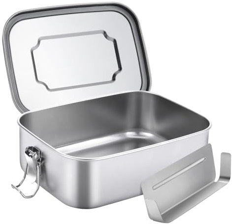 JANUIXCO Fiambrera Acero Inoxidable - 1200ml Lunch Box con Compartimento y Anillo de Goma, Sin BPA - Fiambrera Metalica para Niños y Adultos