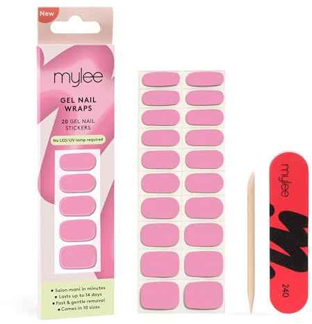 Mylee Gel Nail Wraps [Stand By Me] - 20 Pre-Cured Gel Stickers | Instant Mani, No Lamp Needed, Chip-Resistant, Glossy Finish, Lasts Up to 14 Days, Easy to Apply - Vegan & Cruelty-Free