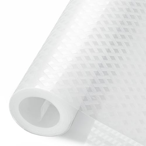 Waterproof Shelf and Drawer Liners for Kitchen Cabinet, No Slip Refragerator Liner Cupboard Mats Non Adhesive EVA Place Mats Roll - Clear Argyle 45x500cm