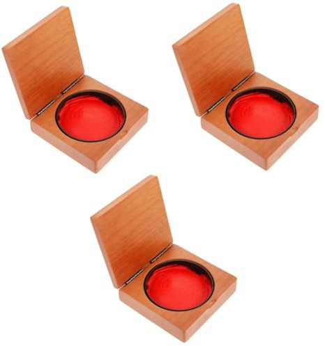 SHINEOFI 3Er-Packung Kalligraphie-Stempelkissen-Organizer Pads Tintenpastenbehälter Fall Holzstempelbox Aufbewahrungsbox für Stempel Stempelhalter Aufbewahrungsbox für Siegel aus Holz