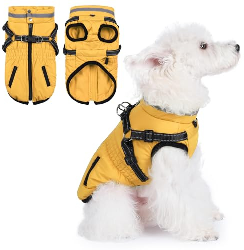 Savlot Hundemantel Wasserdicht - Reflektierende Hundejacke mit Reißverschluss Hundewinterweste mit Geschirr