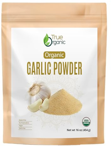 True Organic Garlic Powder, 1 Pound|Certified Organic USDA Certified|Perfect For Savory Dishes|Organic Garlic Powder.