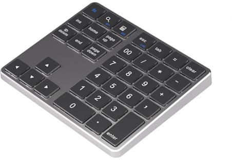 Fangxuee Teclado Numérico Inalámbrico Bluetooth Dual de 2,4 GHz, Teclado Digital K35, Teclado Numérico Recargable de 300 MAh, Color Gris.