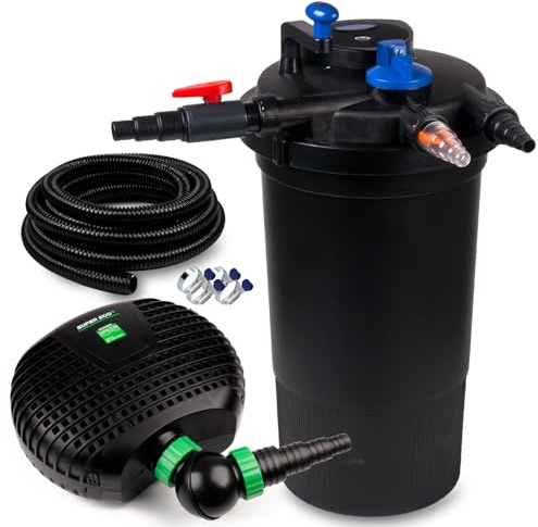 Wagner Green Teichfilter-Set GPF 15000 | Druckfilter Komplettset mit Pumpe 63 Watt, UVC Teichklärer Lampe und Teichschlauch