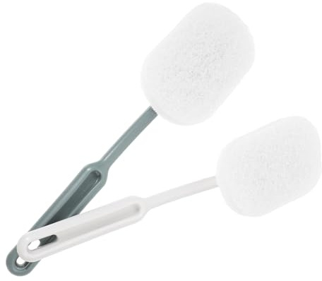 HAMPPLIES 2 Piezas Cepillo de Limpieza para Baño y Bañera con Mango Ergonómico y Cabezal de Estropajo Colgante y Duradero para Inodoro y Resistente y Práctico para Uso Diario