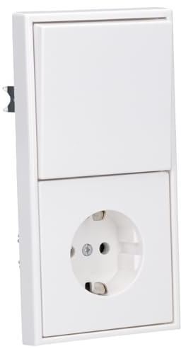 JUNG Serie LS Schalter + Steckdose Set Schneeweiß Matt | mit 506U Wippschalter Universal, LS1520WWM SCHUKO Steckdose, LS990WWM Wippe, LS982WWM Rahmen 2-fach