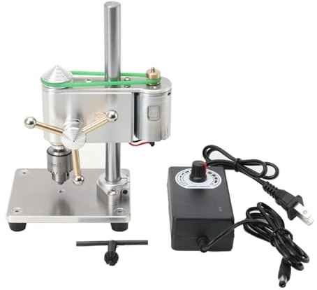 CDZHLTG Mini Taladradora De Mesa,Taladro de banco pequeño, máquina de perforación eléctrica portátil, Mini Taladro de Columna 4500RPM de Aluminio CNC,mandril de tres mordazas de 0.3-4 mm
