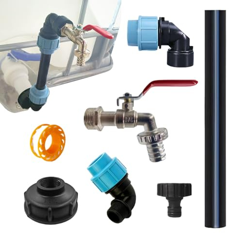 Adaptador para Manguera de Depósito, Grifo Roscado Para Mangueras, Válvula Antigoteo Con Tubo De Extensión Para Grifo Hogar Jardín Taller Garaje Almacén Exterior