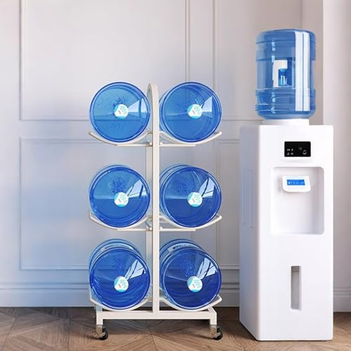 TRAGLO Soporte para Jarras de Agua de 5 Galones con 4 Ruedas, Organizador de Botelleros de 2/3 Niveles, Estante Resistente para Almacenamiento de Agua para Hogar(Blanco,3 Tier)