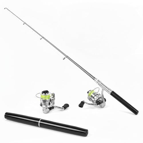 Tragbare Mini-Angelrute in Stiftform, Taschen-einziehbare Angelrute mit Rollenrad, ideal für Outdoor-Angelbegeisterte