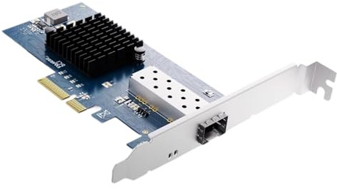 Qaonsciug Tarjeta de red PCIe 4X 10G de grado de servidor, ranura única SFP, solución de conectividad de velocidad rápida para procesamiento de big data, tarjeta de red PCIe de fibra óptica Sfps+