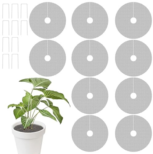 10Pcs Flower Pot Soil Guard, Flower Pot Cover, 30cm Flowerpot Grid Soil Protectors, Cuttable Flowerpot Soilcover Protectors, for Gardening Flower from Animals Keep Cats Squirrels Out of Pots(10PCS)