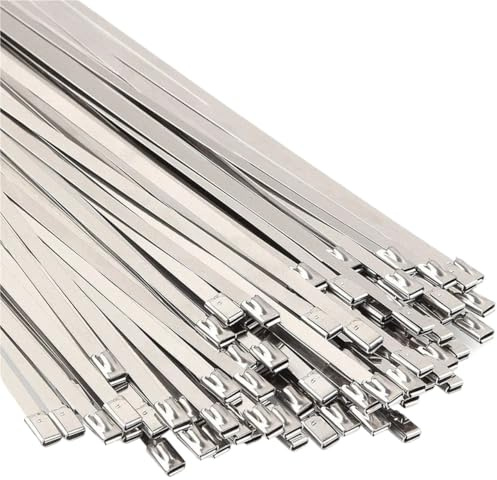 Fascette Metalliche Fascette Stringicavo In Acciaio Inossidabile, Lunghezza 400/500 Mm, Autobloccanti, Multiuso, Scarico In Metallo(4.6x400mm x100pcs)