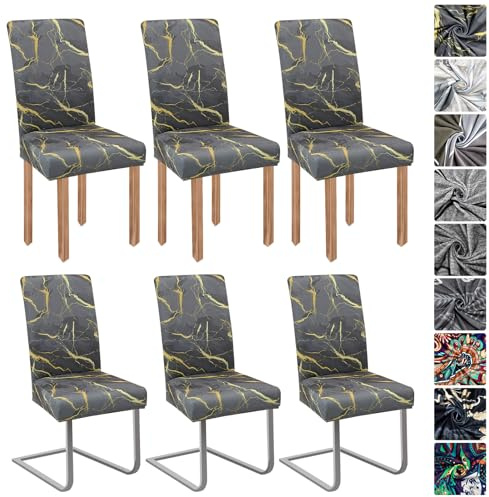 jabeick Stretch Stuhlhussen 6er Set Stuhlbezug Stuhlhussen Schwingstühle | Elastische Hussen für stühle Abnehmbarer Waschbarer für Restaurant Hotel Bankett