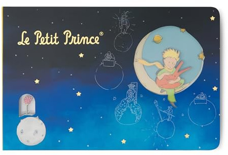 MOCIWORLD - Le Carnet du Petit Prince avec Couverture 3D - Relié avec Dos en Tissu et Finition de Haute qualité - 60 Pages Blanches - Couleur : Bleu - Format : A5