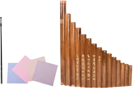 Bambus Panflöte mit 15 Röhren, G-stimmung, Braun, 1 Stück | Pädagogische Reihenflöte , Tragbares Kindermusikinstrument Zufällige Farbe Zufälliger Stil