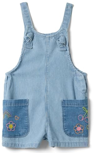 OVS Kids Salopette Denim in Misto Cotone e Lyocell con Ricami da Bimba