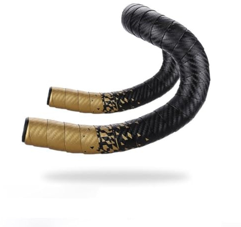 Professionelles Lenkerband für Rennräder, weicher Griff mit gepolstertem Eva-Schwammmaterial, einfach zu bedienen (Schwarz/Gold)