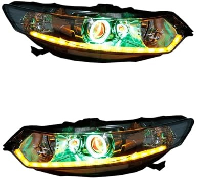 IEJPEQWW Faros delanteros de xenón for coche, luz diurna DRL, Angel Eyes, intermitentes, Compatible con Honda Accord JDM europeo, con lente de proyector.