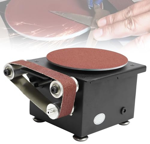 Mini levigatrice a nastro, smerigliatrice da banco a nastro da 100 W, 8500 giri/min, levigatrice a nastro regolabile a 7 velocità con avanti/indietro, levigatrice multiuso per legno, metallo, pietra
