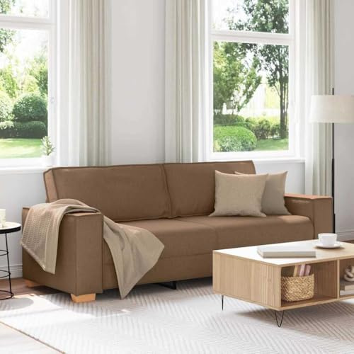 sephironlbb 3-Sitzer-Sofa Braun Stoff 220 cm mit Polstergarnitur, Federkern und Liegefunktion für Wohnzimmer, Gästezimmer, Lounge und Jugendzimmer