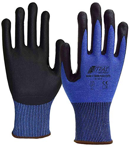 Nitras Skin Flex 6640 CUT 5 - Guantes de protección contra cortes (10 pares, refuerzos para los pulgares, protección contra cortes, talla 8 M)