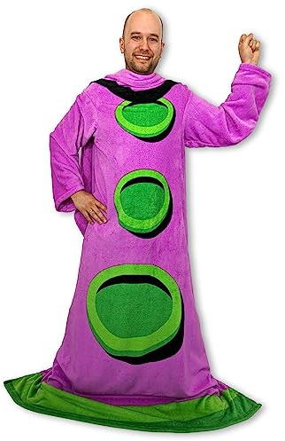 getDigital Purpur Tentakel Ärmeldecke Tragbare Fleece Kuscheldecke OneSize | Warme Decke mit Ärmeln, lustiger Fanartikel für Day of the Tentacle Game Fans, Einheitsgröße für Erwachsene, 140 x 200 cm