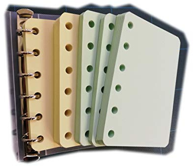 Nachfüllpackung für 300 Blatt Format A7 Pocket 8 x 12 cm - Kalender mit 6 Ringen (150 hellgrün + 150 gelb) Papier 80 g.