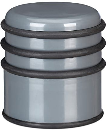 Relaxdays Türstopper für den Boden, schwerer Türpuffer, für Türen & Fenster bei Luftzug, ∅ 7cm, 3 Gummiringe, dunkelgrau