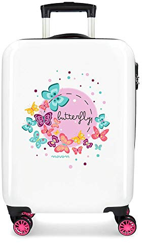 MOVOM Trolley .Abs 55cm.4r Butterfly, Maleta De Cabina Rígida Niñas, Multicolor, 32L