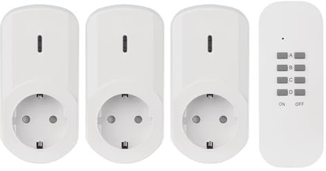 EMOS P0069 Set Senza Fili, 3 Prese con Contatto di Protezione e Telecomando, 3 Pezzi, 230V, 1000 W, sicura per Bambini, 230 V