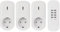 EMOS - 3er Set Funksteckdosen mit Fernbedienung - 3 Schuko-Steckdosen - 25m Reichweite - 230 V, 4,35 A, 1000 W - IP20 für Innenbereich - weiß