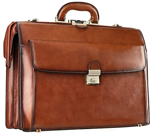 Banuce Vintage Leder Aktentasche für Herren 15,6 Zoll Rechtsanwalt Anwalt Aktentasche Arzt Tasche für Arbeit Business mit Schloss, Braun, Einheitsgröße, Vintage Leder Aktentasche für Herren