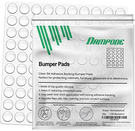 Dampone Cabinet Door Rubber Bumpers 100 pcs Self Adhesive Sound Dampening Clear Bumper Pads for Drawers, Table Tops, Cupboard, Picture Frames, Glassware and Furniture
