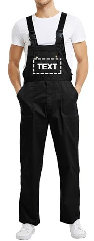 TopTie Custom Bib Overalls Pants, Work Overalls Upload Your Logo or Name-Black-XL
