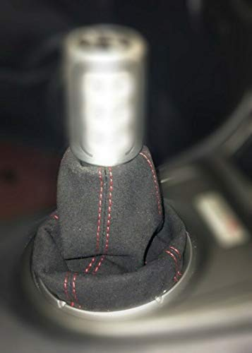 The Tuning-Shop Ltd Compatible with Gear Gaiter for Honda Civic Type R FN2 06-12 Faux Italian Suede Red Stitch