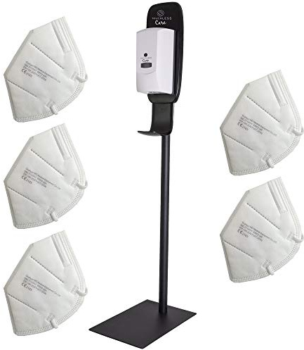 IKRA Touchless Care 2in1 Desinfektionsmittelständer & Seifenspender, inkl. 5X FFP2 Masken