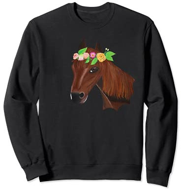 Pferd mit Blumenkranz geschmückt Sweatshirt