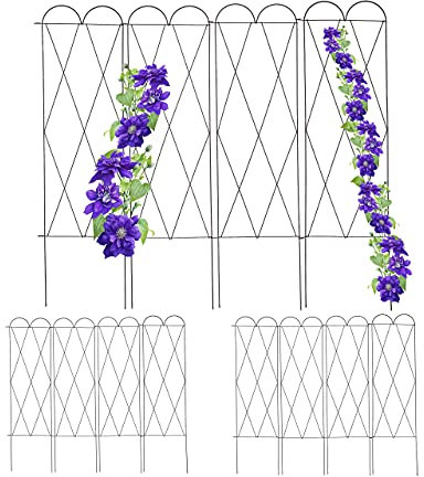 Relaxdays Rankgitter Metall, 3er Set, zum Stecken, 127 cm hoch, Rankhilfe für Kletterpflanzen, Spalier Garten, rotbraun