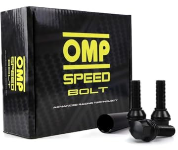 OMP SPEED Set mit 20 Radschrauben mit Metrik M12 x 1,25 Schlüssel 17/19 Gewindelänge 27 mm, Schwarz und Material DIN 10.9
