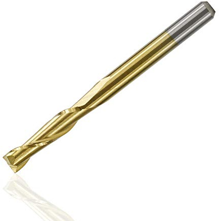 Drill Bit 3.175mm Shank Flat End Mill 2 Flute Carbide End Mill TiN Coating Spiral Milling Cutter-10pcs 3.175x8mm