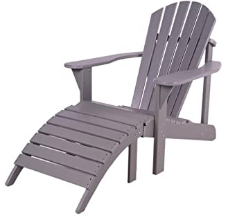 MaximaVida Adirondack Gartenstuhl mit Fußstütze Montreal grau aus Kunststoff - the original