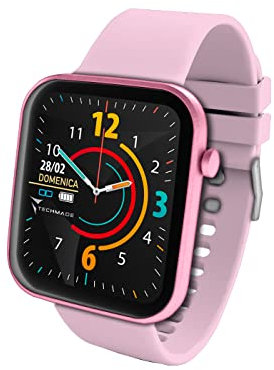 HAVA Smartwatch Techmade Rosa Orologio Fitness Uomo Donna Full Touch Pedometro, Calorie, Distanza, Cronometro, Sleep Monitor, Sfondo personalizzabile, Music Control, Sport