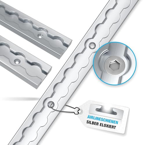NTG Aluminium Airlineschienen Set eckige Form 1-20 Meter - eckige Airlineschiene zur Ladungssicherung für LKWs und Wohnmobile - Gebohrt & Eloxiert- Zurrleiste / 1 Meter & 2 Meter (1 Meter)